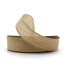 Burlap Fabric Wired Ribbon 1.5" x 20 Yards Natural Color for Christmas Home W...