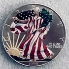 1999 American Silver Eagle 1 oz Coin - Brilliant Uncirculated - Colorized Dollar