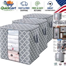 3-Pack 100L Foldable Storage Bags for Blankets  Clothes - Light Grey Elegance