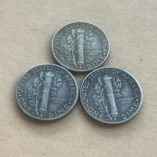 3PC 1916 D Mercury Dime Low production in the first year As shown in the figure - Image 2 of 4