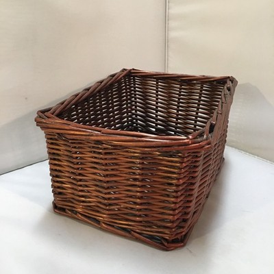 Wicker Storage Basket Home Decor 9.5x7x5 Brown Rectangular Woven Bin Cottagecore