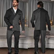 Men's Wedding Business Striped Splicing Color Suit Regular Fit New Tailored