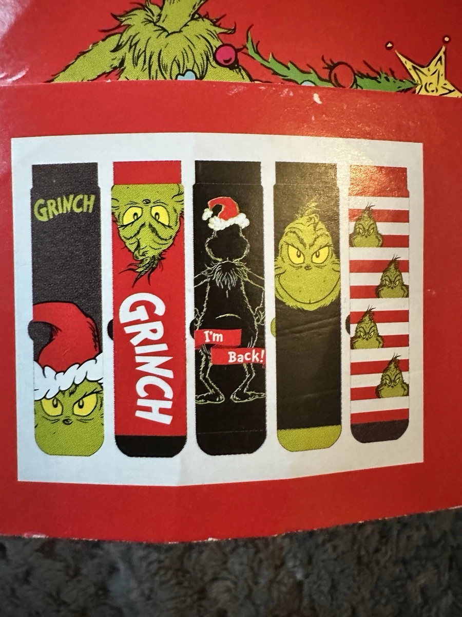 Paquete de 5 calcetines de Navidad para hombre The Grinch Dr Seuss Primark Reino Unido talla 6-8 nuevos con etiquetas