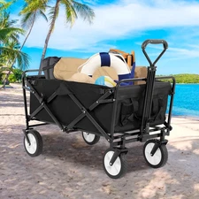 Folding Wagon Cart Collapsible Foldable Wagon Outdoor Utility Wagon, Beach Wagon