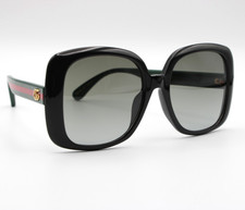 GUCCI 56mm Designer Black/Grey Green Sunglasses for Women's GG0714SA 001