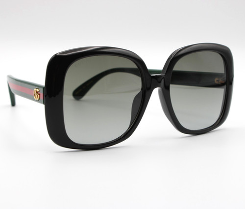 GUCCI 56mm Designer Black/Grey Green Sunglasses for Women's GG0714SA 001