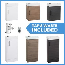 White Bathroom Vanity Unit Ceramic Basin Sink Oak Ebony Storage Cabinet En Suite