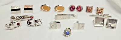 Steval Anson Hickok Speidel Cufflinks Tie Clip Lot Mixed Metals & Sterling