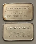 Pair of Engelhard 1 Troy Ounce .999 Silver Bar Pebble Back No Serial Number
