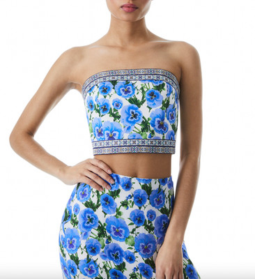 $250 Alice + Olivia Blue Perect Pansy Bandeau Ceresi Top size 12