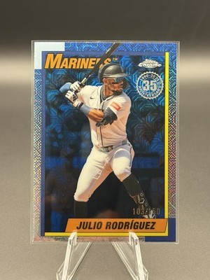 Julio Rodriguez #U90C-56 2025 Topps Update Chrome Blue Mojo /150 Mariners