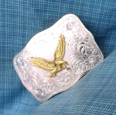 Western Sportsmans Eagle Belt Buckle Cowboy SSP Vtg Montana Silversmiths .GMP846