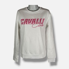 Cavalli Class Women's White Logo Cotton Blend Sweatshirt Size M