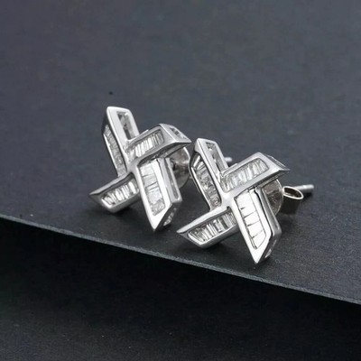 2 Ct Baguette Cut Simulated Diamond Women's Stud Earrings 14K White Gold Plated
