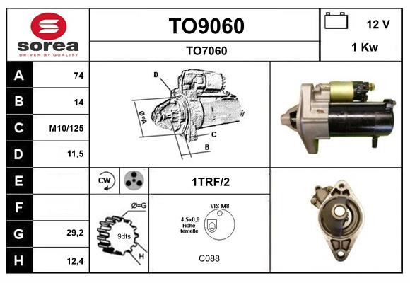 Démarreur SNRA TO9060 pour Toyota Yaris et Yaris Verso essence