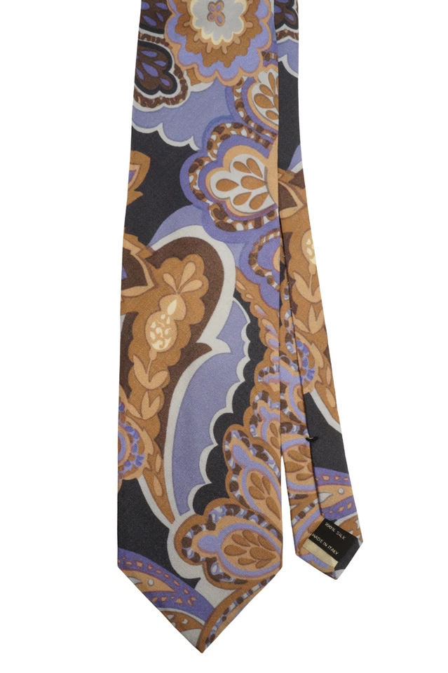 Corbata de cuello de seda con estampado de cachemira púrpura y marrón Tom Ford $330 nueva con etiquetas Italia 3,6 W Foto 2 de 4