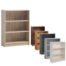 Wide Low Bookcase Unit Modern Wooden Adjustable Shelves CD DVD Display 6 Colours