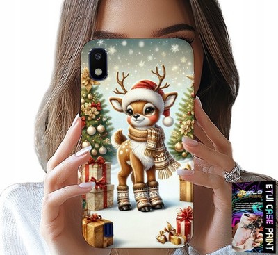 Hülle für Samsung A10 - Rentier, Weihnachtsmuster + Glas