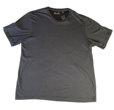 Tasso Elba Gray Striped Short Sleeve Tee Shirt SZ XXL 2XL Elevated Basic Minimal