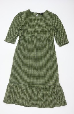 Nobody's Child Damen grün kariert Midi A-Linie Kleid Größe 14