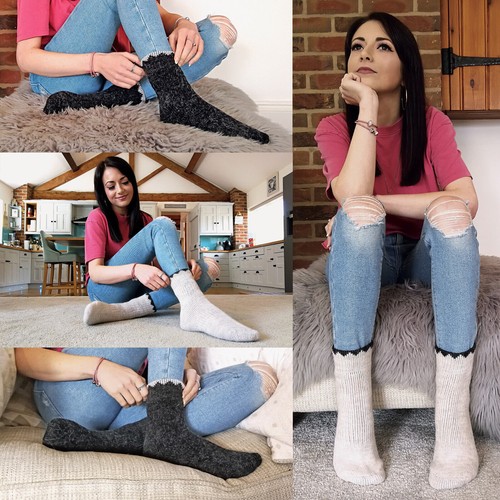 Ladies Thick Winter Warm Knit Short Low Cut Alpaca Wool Blend Hiking Socks LABS - Picture 2 of 14