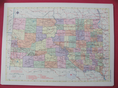 HISTORIC 1953 SOUTH DAKOTA & TENNESSEE MAP SHOWS RAILROADS LIST ALL SD & TN RR's