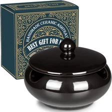 Ceramic Ashtray with Lids Cigar Accessories Outdoor Windproof Ashtrays for Cigar
