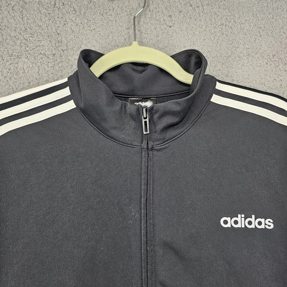 Adidas Jacket Mens Medium Black White E 3S TT TRIC Track Top Three Stripes Logo - Image 2 of 4