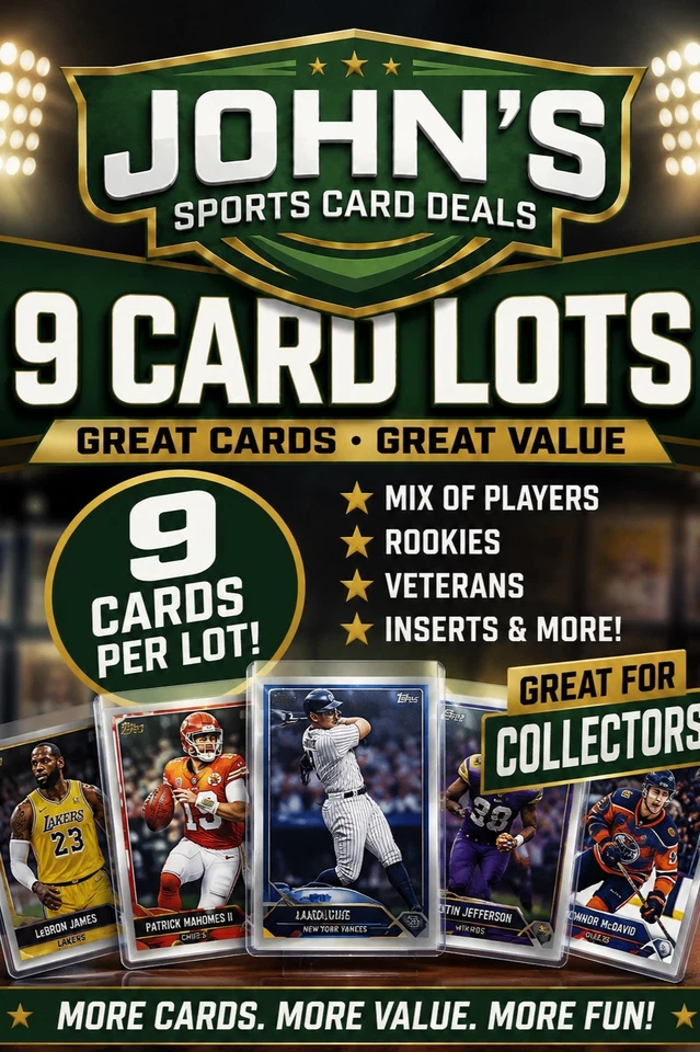 9 Card Team Lots..$3 Starts..NFL..MLB..NBA..$1 Shipping