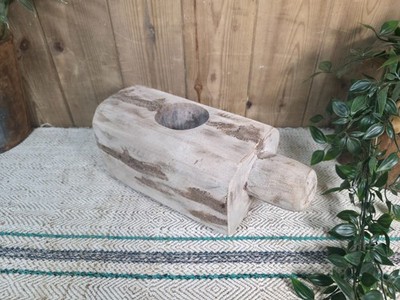 Große alte Vintage rustikale Wabi Sabi handgeschnitzte Holz Mörser Schale Schale
