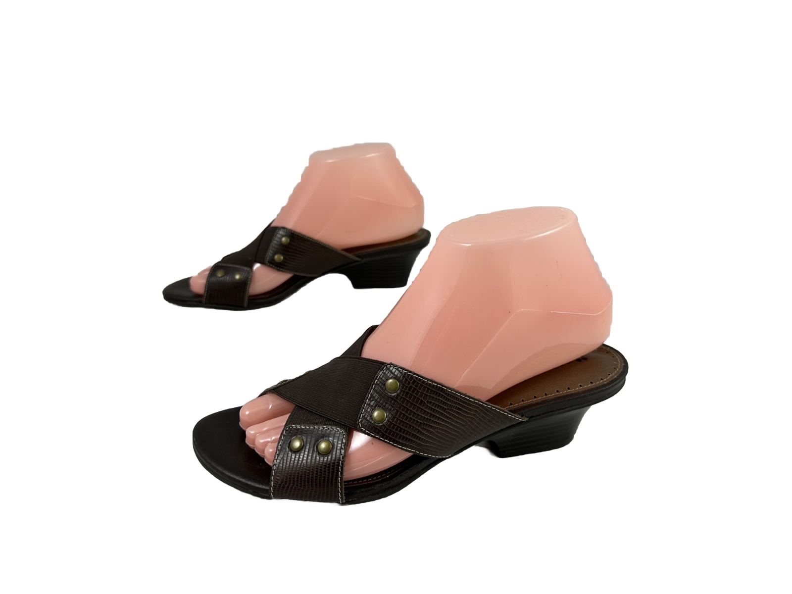 APL Sandali Naturalizer Dafne in pelle marrone comodi slide misura 7MHeels cinturino elasticizzato