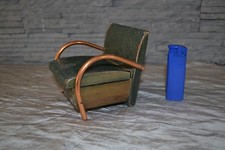 Ancien coffret à cigarettes façon fauteuil années 40 bois,cuivre, imitation cuir