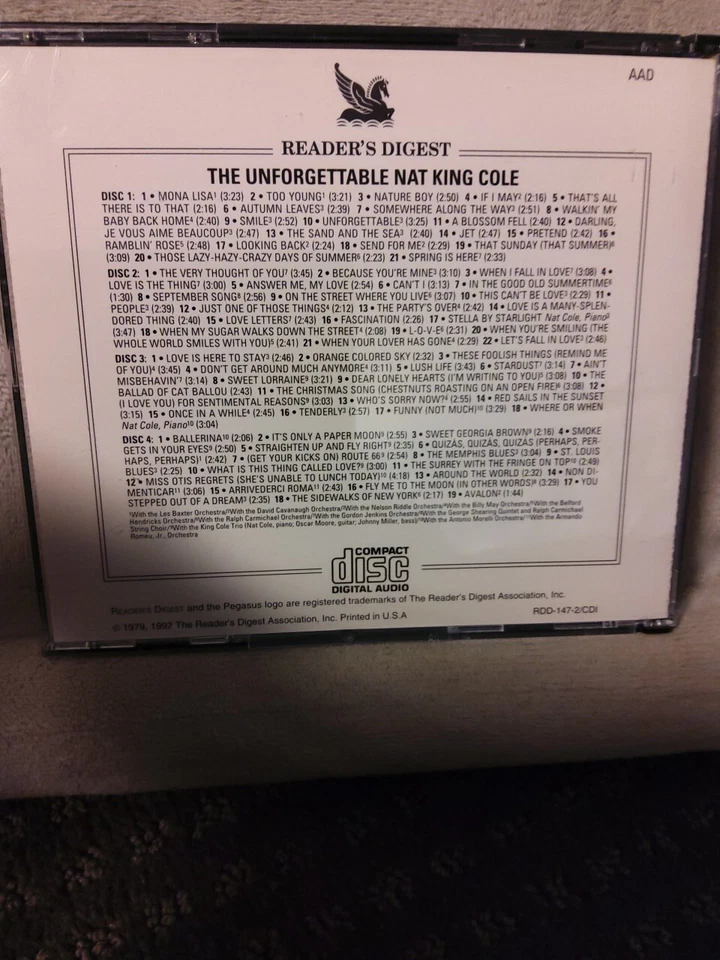 Reader's Digest: The Unforgettable Nat King Cole (CD, 1992) 4 Disc Set Foto 2 de 4