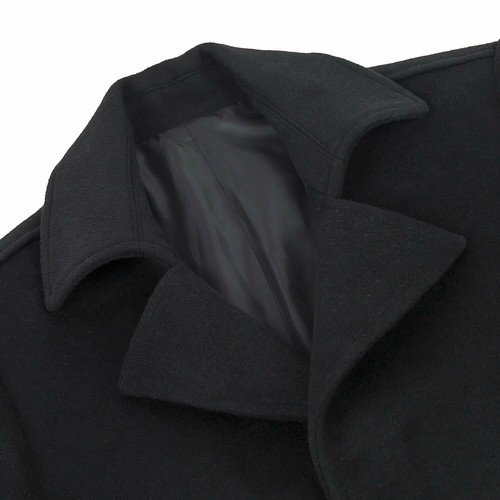Trench coat de lana de un solo pecho para hombre KEMCT - negro, PEQUEÑO - Imagen 4 de 7