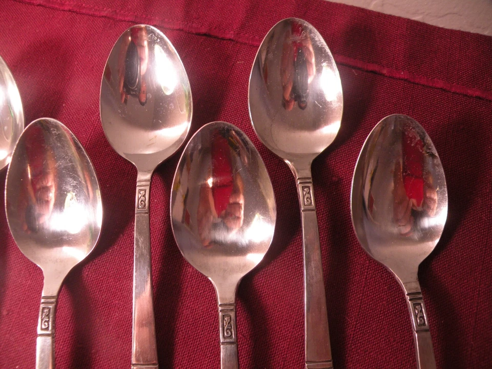 Set Of 7 Teaspoons Ekco Santa Clara Stainless Flatware 6 1/8" - Image 3 of 4