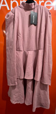 Pretty Little Thing Dusty Pink High Neck Tiered Skater Dress,Size 6,BNWT,SF/4417