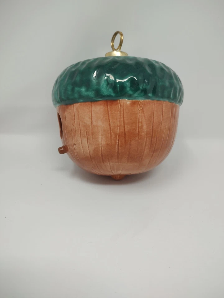 Vintage Ceramic Acorn Shaped Birdhouse, Handmade Painted Songbird House Lawn... - Image 4 of 4