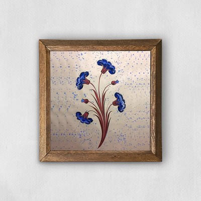 Marmor Kunst Blume Naturstein Wandbild Natur Handarbeit Holzrahmen Deko