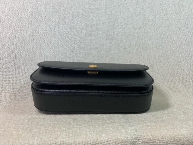 NUOVO portafoglio mini borsa a tracolla tracolla Tory Burch Robinson in pelle nera con catena