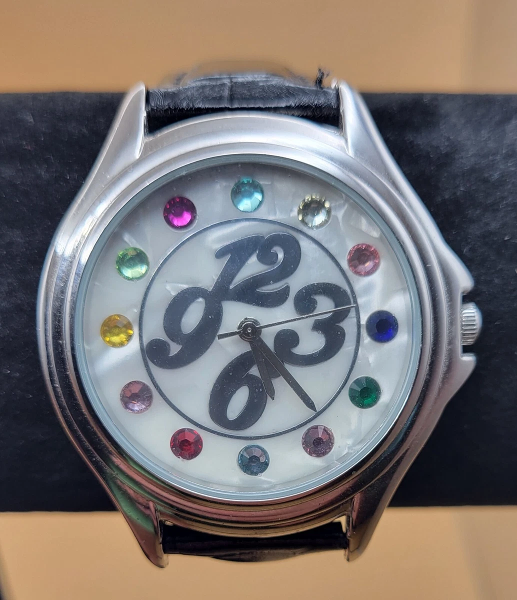 AVON Womens Multi-colored Rhinestone Rainbow Watch w/Leather  display picture 2