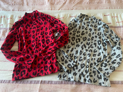 X Leopard Print Polo Top, Turtle Neck Sweater Red, Grey Years