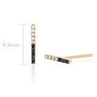New Black and White Diamond Bar Stud Earrings 14k Yellow Gold Minimalist Jewelry