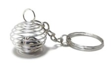 Mini Sea Shell in a Spiral Cage Keychain Beach Themed Novelty Gift