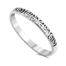 Sterling Silver Filigree Geometric Tapered Band Ring - Free Gift Packaging