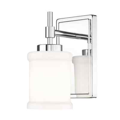 Filament Design Cadoc 1-Light Chrome Wall Sconce with Gloss Opal Glass Shade