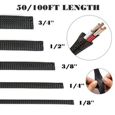 50FT 100FT Expandable Braided Cable Sleeve Sheathing Harness Wire Loom Conduit