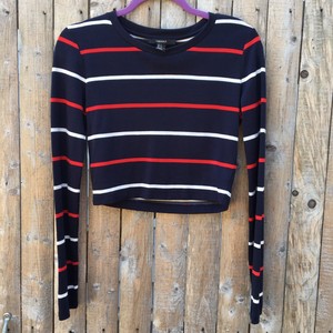 forever 21 striped long sleeve crop top
