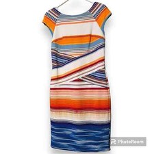 New York & Company size small women’s knee length dress striped multicolored zip