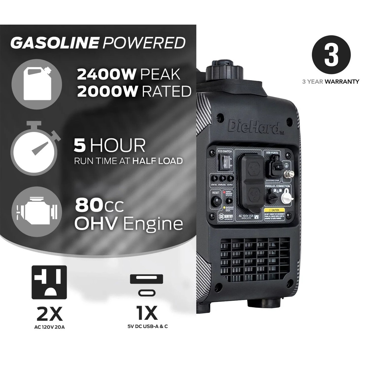 DieHard 2400W Gasoline Powered Inverter Generator w/ CO Alert | eBay