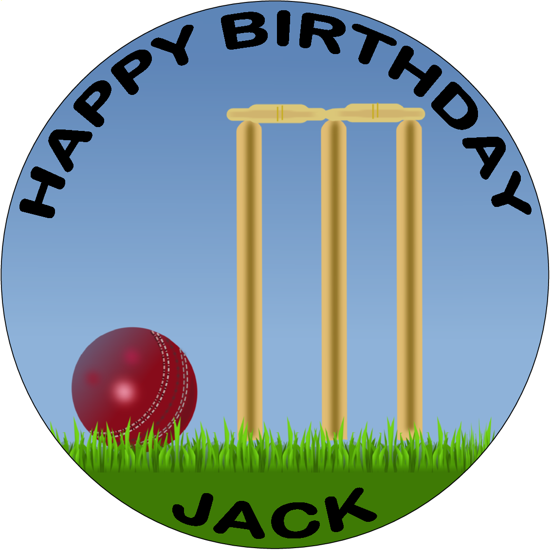 PREMIUM CRICKET 7.5"" WICKET BALL SPORT EDIBLE RICE WAFER PAPER CAKE TOPPER D4